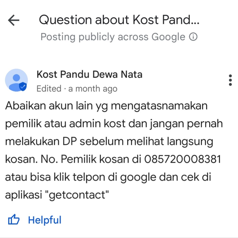 Kost Pandu Dewa Nata 2 JANGAN DP SEBELUM LIHAT LOKASI