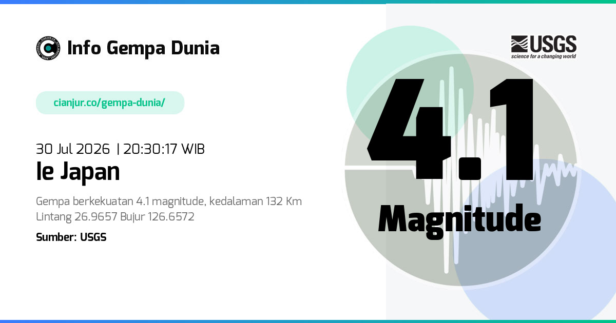 Gempa Ie Japan 4.1 M 30 Jul 2026 - 13:30:17 WIB