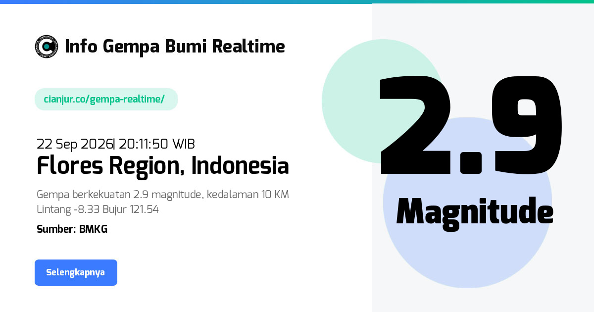 Gempa     Flores Region Indonesia - 22 Sep 2026 20:11:50 WIB