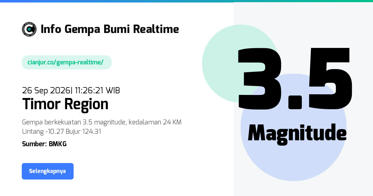 Gempa     Timor Region - 26 Sep 2026 11:26:21 WIB