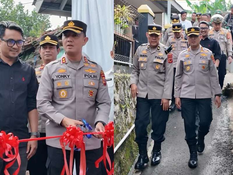 Polres Cianjur Peduli - Berikan Bantuan Di Desa Talaga, Cugenang Dalam Semangat HUT Bhayangkara Ke-79