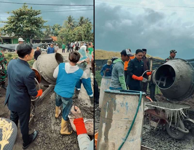Bupati Cianjur Dr. Mohammad Wahyu Ferdian Laksanakan Kegiatan Gorol Perbaikan Jalan di Cidaun