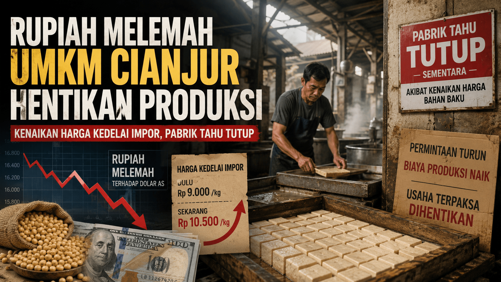 Rupiah Melemah Tekan Industri Tahu di Cianjur, Sejumlah Produsen Hentikan Produksi