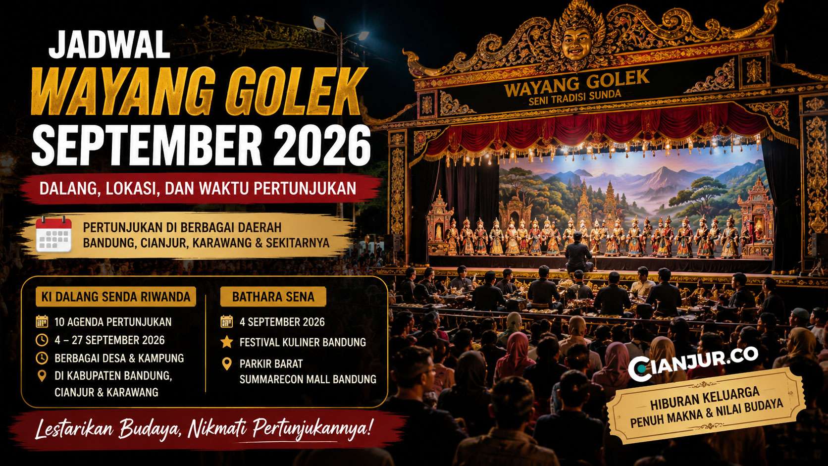 Jadwal Wayang Golek September 2026: Dalang, Lokasi, dan Waktu Pertunjukan