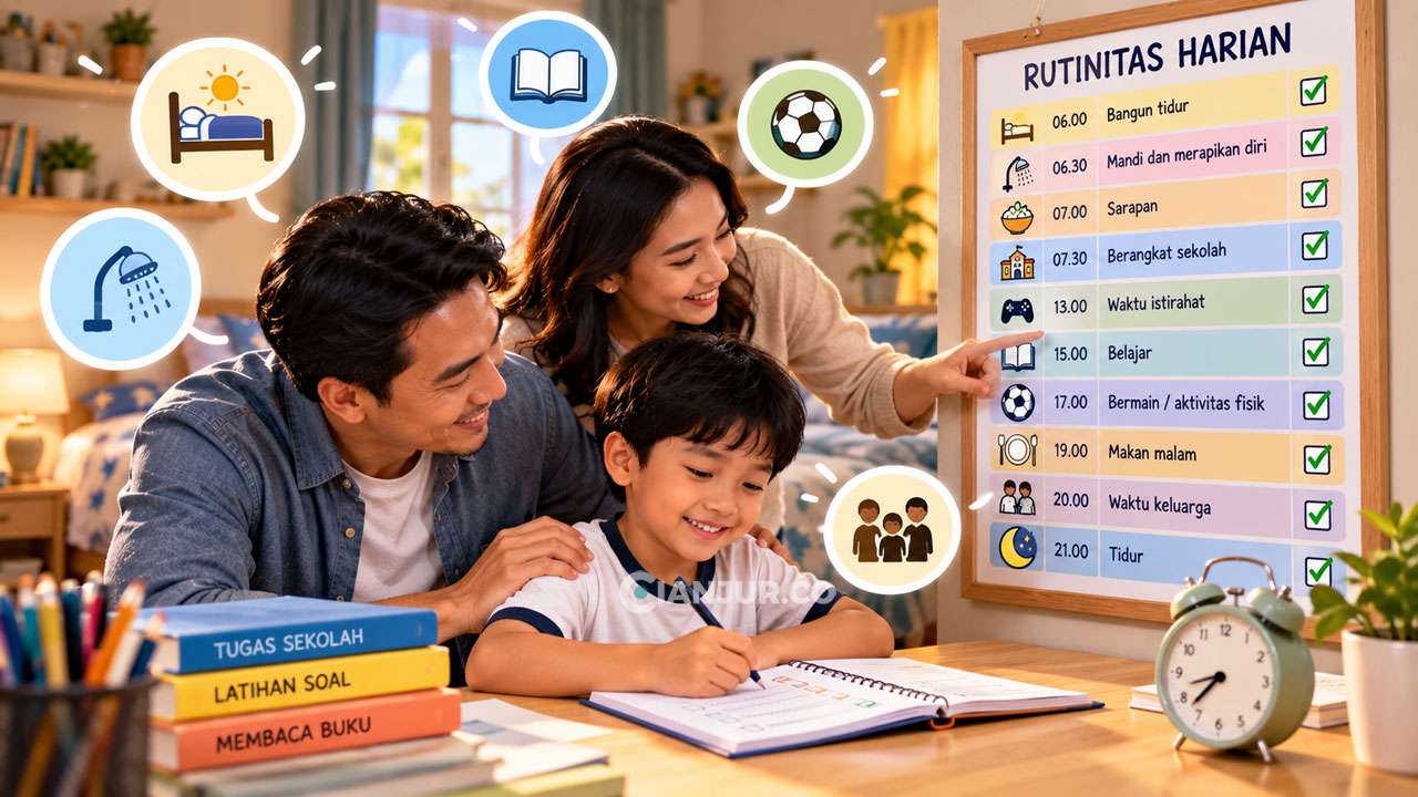 Ilustrasi AI - Menerapkan Rutinitas dan Aturan Secara Konsisten
