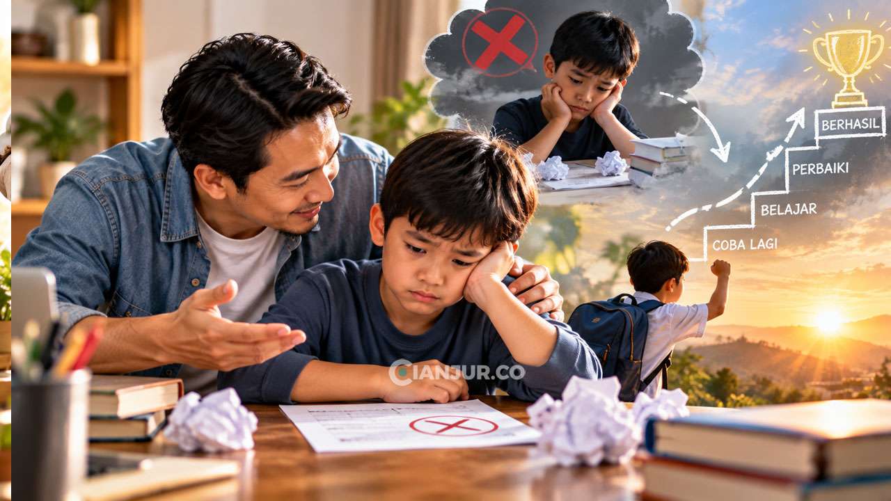 Ilustrasi AI Mengajarkan Anak Tidak Takut Menghadapi Kegagalan