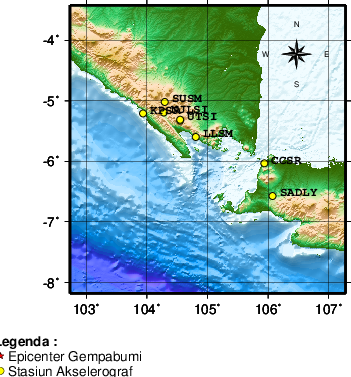 Pusat gempa berada di darat 22 km Barat Laut Tanggamus