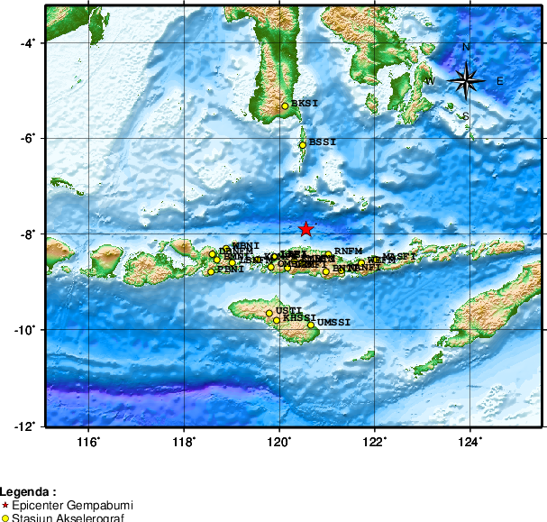 Pusat gempa berada di laut 79 km Utara Ruteng, Manggarai