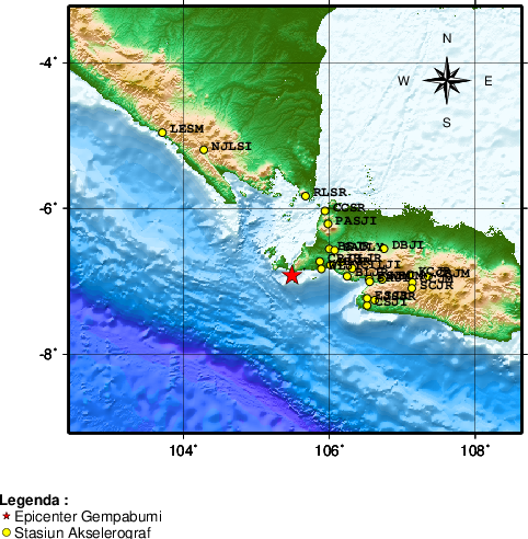 Pusat gempa berada di laut 31 km selatan Sumur